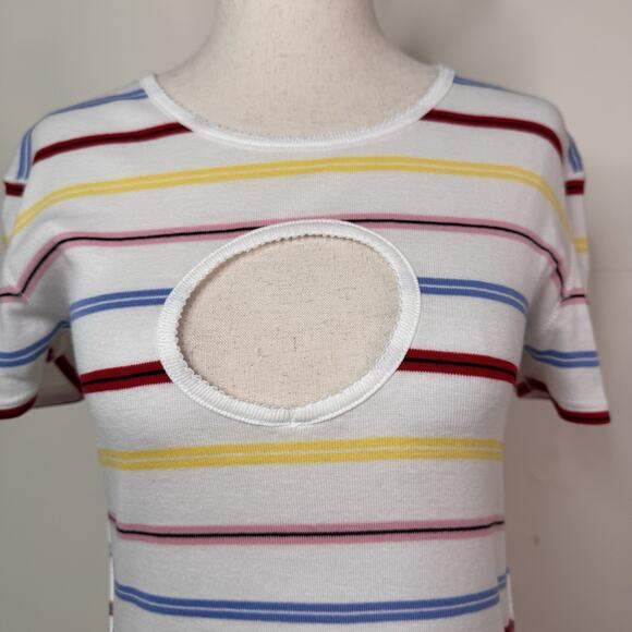 Sonia Rykiel Stripe Cutout Mini Dress 38 NWT French Cool Girl Summer Y2K - Picture 2 of 9